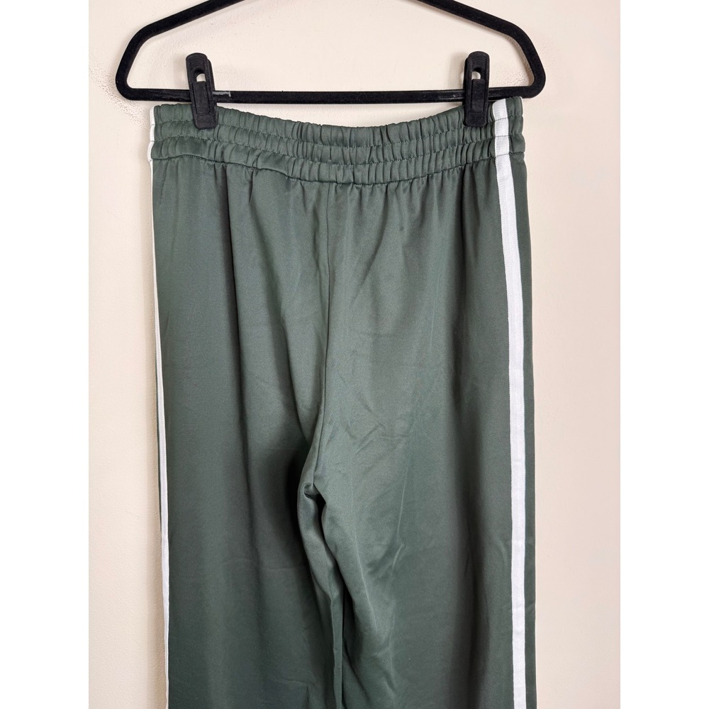 Athleta Tempo Mid Rise Wide Leg Track Pant Elm Green Sporty Side Stripe Med Tall - Picture 9 of 11